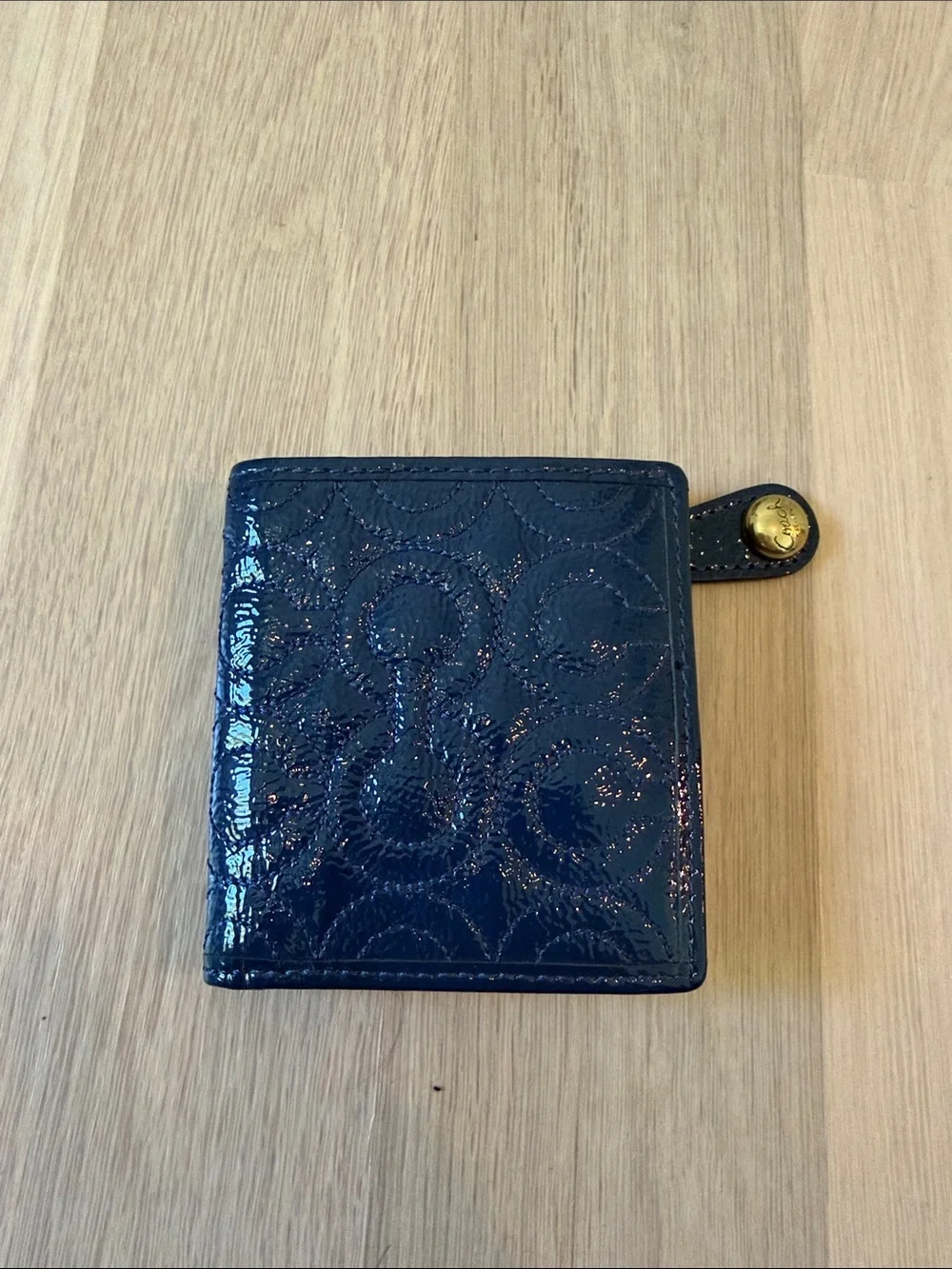 Coach Patent Leather Wallet - Navy